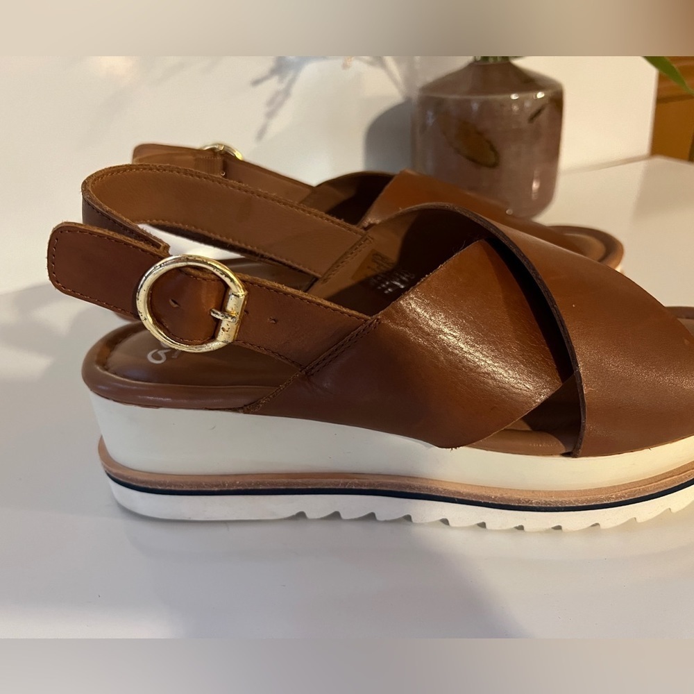 ARA Camel leather sling back platform sandal size 7.5 - Picture 7 of 9